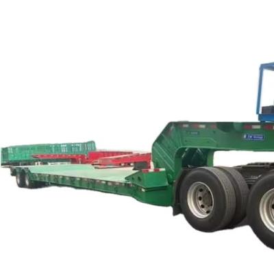 China Front Loading Lowboy Trailer 4 axle 120ton Detachable Gooseneck Hydraulic Removable Drop Deck  Lowbed Trailer for Kenya for sale