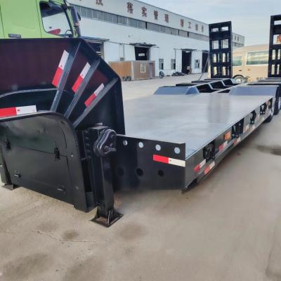 China New 3 Axle Lowbed Trailer Transport Bulldozer Lowboy Gooseneck Semi Trailer With Mechanical Suspension for sale