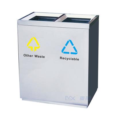 China Sustainable S/Steel 2 In 1 Recycle Bin For Shopping Mall for sale