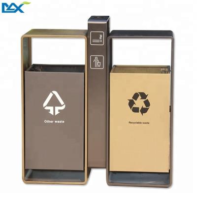 China Factory Sustainable Metal Stainless Steel Recycle Bins Garbage Bin With Ashtray for sale