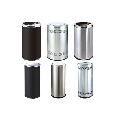 China Sustainable Decorative Stainless Steel Trash Can 360 Swivel Lid Waste Receptacle for sale