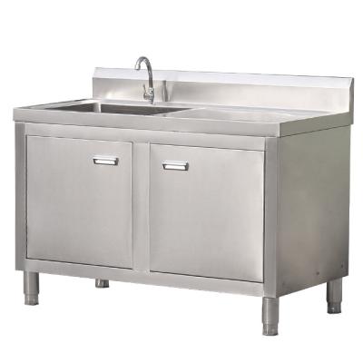 China With Faucet Single Bowl Sink Commercial Stainless Steel Utility Cabinet With Sliding Doors for sale