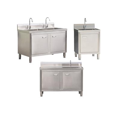 China With Faucet Commercial Stainless Steel Sink Cabinet Hotel Kitchen Sink Wash Cabinet for sale