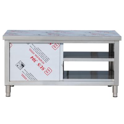 China Customized Sourcing Sliding Door Stainless Steel Workbench Stainless Steel Sliding Door Worktable for sale