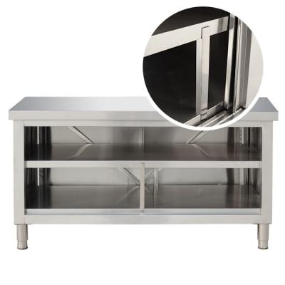 China Sliding Door Stainless Steel Workbench Sliding Door Stainless Steel Worktable Hotel Kitchen for sale