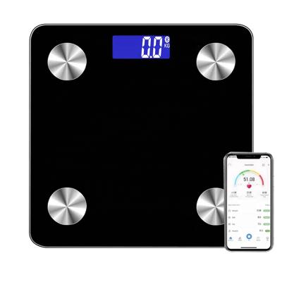 China Pinxin Black 2*AAA Battery LCD Tooth Body Fat Scale 180kg/396lb Smart Blue Digital Scale for sale