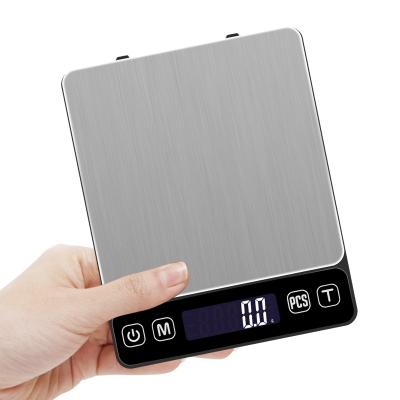 China Weight Measuring 3kg/0.1g Waterproof Electronic Coffee Scale Digital Kitchen Scale With LCD Display for sale