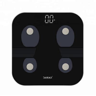 China Sustainable Square Smart Tooth Body Weight Scale Household Black Digital Blue Body Scale for sale