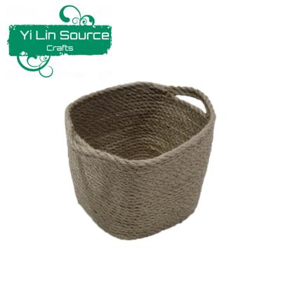 China Viable Handmade Jute Rope Sundries Storage Basket for sale