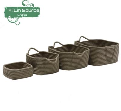 China Sustainable Four Size Jute Rope Storage Basket From China Manufacturer for sale