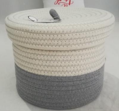 China Viable the beautiful and practical cotton rope storage basket with lid for sale