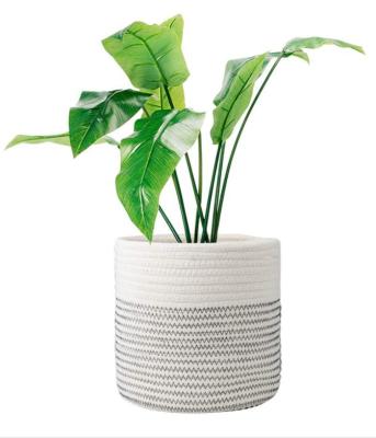 China Sustainable Cotton Rope Plant Plant Baskets Woven Basket For Indoor Modern Planter Pots Storage Containers for sale