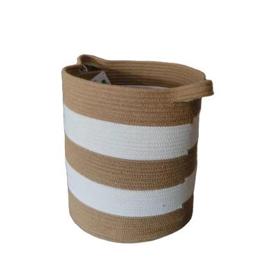 China Convenient Sustainable Handmade Cotton And Woven Rope Basket Home Tidy Storage for sale