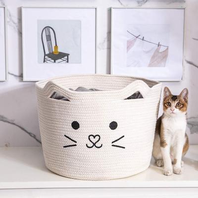 China Viable Cute Animal Basket Toy Basket Storage Laundry Baskets for Kids Cotton Rope Laundry for Cat Dog for sale