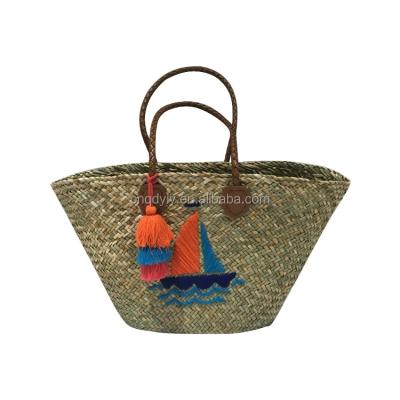 China High Quality Grass Women Bags Beach Straw Handbag Weave Bag Shopping Net Bag Mesh Rattan Cotton Rope Beach for sale