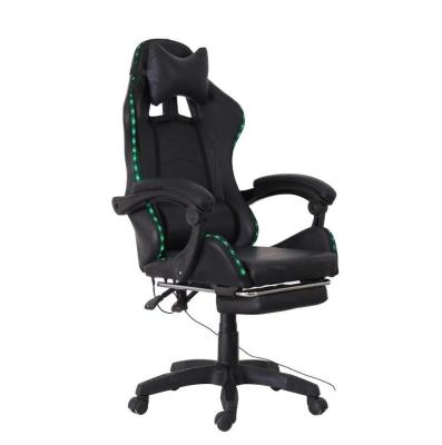 China Leather Gaming (Waist) High Back Best Gaming-Chair Adjustable Luxury Custom Logo Reclining Ergonomic Racing Chair RGB LED Gaming Chair With Footrest for sale