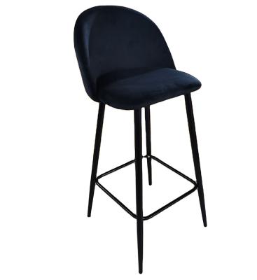 China 2021 Design Contemporary Modern Luxury Velvet Fabric Covered Kitchen Kitchen Used High Bar Stool Chair HY-BS001 for sale