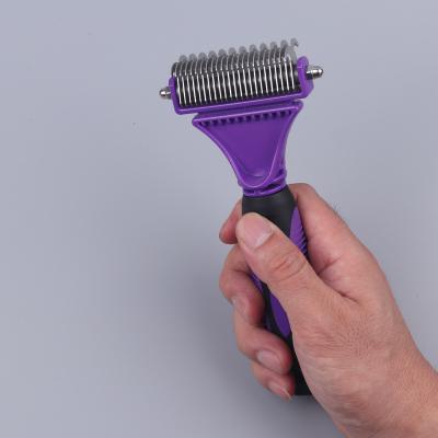 China C&C Stainless Steel Removal Hair Grooming Tool Comb Dog Deshedding Dog Hair Brush Clean Double Sided Dog Comb for sale