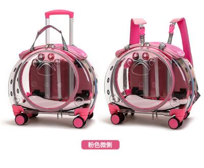 China Sustainable C&C Airline Approved On Wheels Stroller Cart Pet Carrier Backpack Bubble Cat Bag Fully Transparent Pet Carrier Stroller for sale