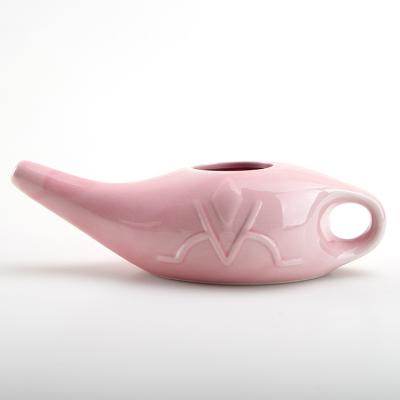 China C&C 250ml Eco-friendly Plain White Fine Painted Porcelain Ceramic Nasal Irrigation Cleansing Wash Jal Neti Pot for sale