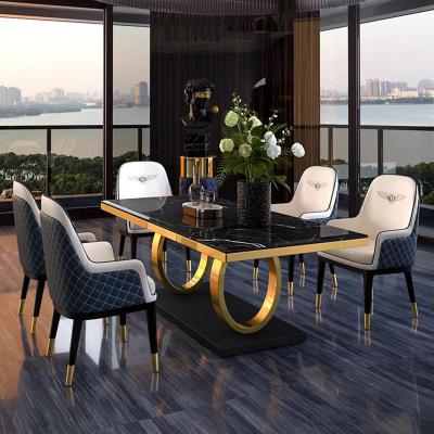 China Modern Other Stainless Steel Commercial Marble Dining Table Rectangle Furniture Luxury Dining Table Set For Events Party for sale