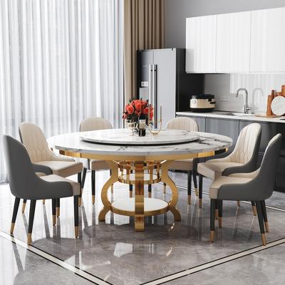 China Fanaosi Modern Popular Kitchen Furniture Round Dining Table Set Light Luxury Dining Table With 6 Chairs for sale