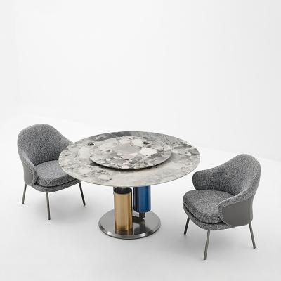 China Good quality home dining room furniture dining set luxury sliver table modern round restaurant tables for sale