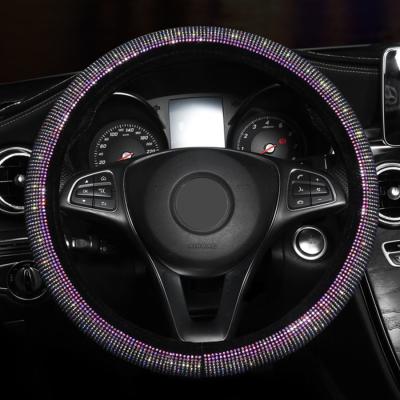 China New Fashion 38cm Bling Bling Fashion Faux Leather Auto Car SUV Steering Wheel Cover For Girl Women for sale