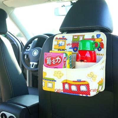 China Cartoon Canvas 24*22cm Auto Car SUV Rear Seats Organizer Hanging Storage Bag Cup Holder for sale