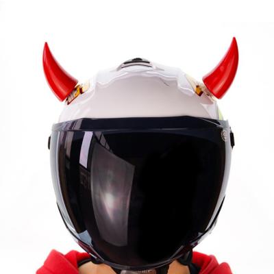 China 73.5*38.5mm Creative Rubber Car Helmet Rubber Motorcycle Bike Decoraiton Devil Horn With Suction Cups for sale