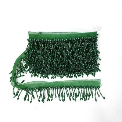 China Handmade Beaded Bags Crystal Glass Strap Fringe Lace Trim Dress Curtain Decoration for sale