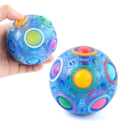 China Glow in the Dark Factory Price Stir Cube Toy Anti-Stress Educational Toy Rainbow 12 Sides Luminous Stirring Person Toy Football Magic Cube Ball Ball for sale