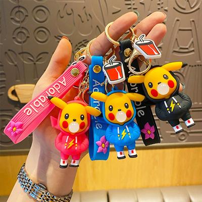 China With Keychain Wholesale Cute Japanese Anime Bubble Blowing Pikachu Personalized Key Chain Bag Accessories Pendant Creative Gifts for sale