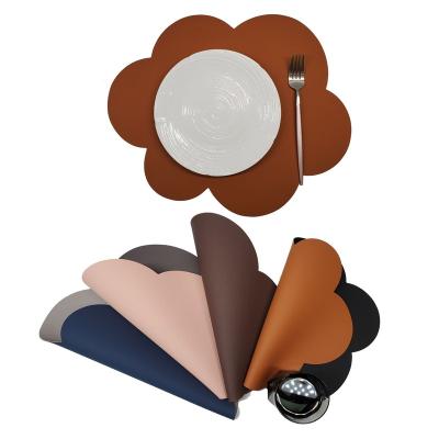 China HECION Durable PU Oil Water Proof Leather Custom Printed Coffee Dining Place Mat Cloud Shape Coasters Beer Coasters for sale