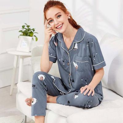 China 2022 QUICK DRY short-sleeved pants suit bear home pattern summer women's spring pajamas home wear for sale