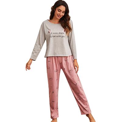 China Spring QUICK DRY Autumn Women's Sleep Lounge Pajamas Women's Long Sleeved Pajamas Set Cartoon Pajamas Sleepwear Fashion Ladies Pajamas for sale