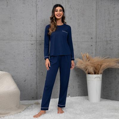 China Single Spring Sleeve Homewear Pajamas Comfortable Women's Sleepwear QUICK DRY Long Loose Fit 2 Piece Long Pajama Set for sale