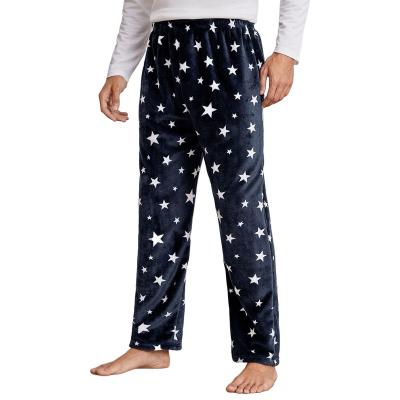 China Wholesale Thermal Mens Flannel Polyester Super Soft Star Profile Pajamas Thickened Lounge Sleep Pants for sale