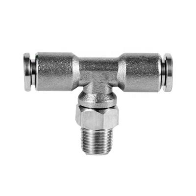 China Control Tee Stainless Steel 4mm Threaded Pneumatic Accessories Auto Pneumatic Quick Connector for sale