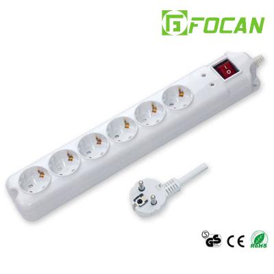 China Residential / General Purpose European Style 5 Way Power Extension Socket / Power Strip With Red Switch for sale