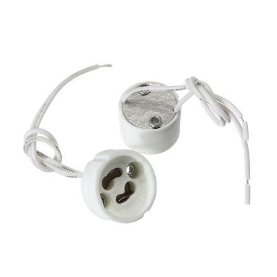 China Hotel halogen GU10 porcelain socket lamp holder, wire connector socket for GU10 bulb for sale