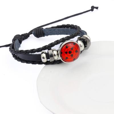 China Europe and the United States / Simple / Fashion Leather Bracelet Customized Goods Anime Uchiha Itachi Bracelet Design Fashion Writing Round Eye for sale