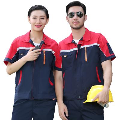 China Plus Size Plus Size Short Sleeve Work Uniform For Auto Repair Work Uniform With Logo Workwear Labor Insurance Factory Uniform Coveralls for sale