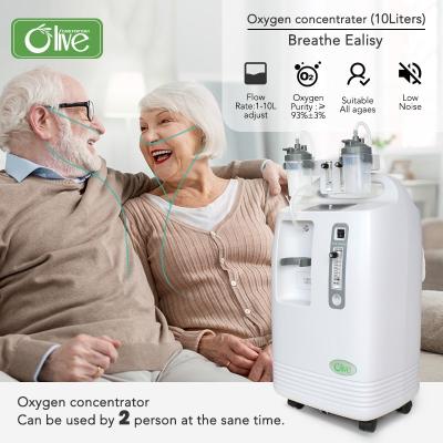 China 10l Oxygen Concentrator Olive Oxygen Generator Concentrator Medical Grade Mobile Oxygen Concentrator 10l Home Flow 10 Liter Dual Oxygen Concentrator for sale