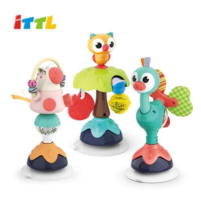 China Toy Wholesale Musical Cute Animals Owl Suction Up Small Lovely Basic Infant Educational Toy Baby Rattle Toy Set for sale