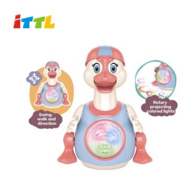 China Battery Operated Baby Plastic Slide And Swing Toys Musical Dancing Duck With Light A1359108M-W for sale