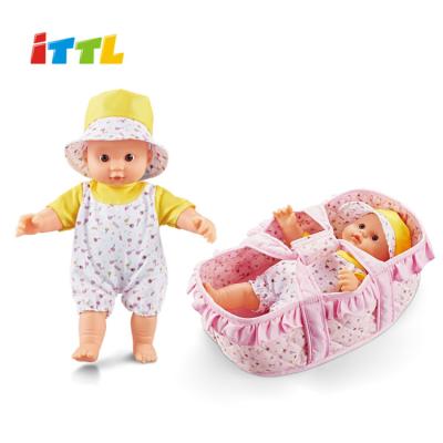 China 12 Inch Cotton Body Soft Baby Toy Real - Reborn Baby Doll Silicone Newborn Baby Dolls For Girls With Basket for sale