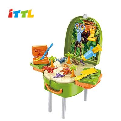 China Newest Dinosaur Toy Play Dough Machine Soft Cutters Tool Kit Children Toy With Backpack 26*11*21.50CM for sale