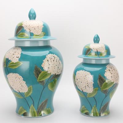 China J129 Minimalist Stylish Ceramic Ginger Jar Hand Painted Porcelain Pot Sets Blue Chinoiserie Pots for sale