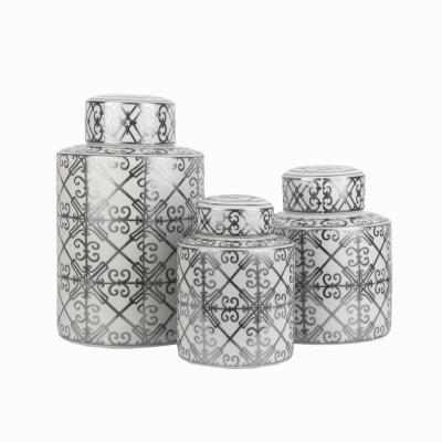 China J004-M Minimalist Chinese Chaozhou fengxi porcelain jar retro with medium size lid square storage ceramic pots for sale